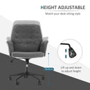 Grey Linen Office Swivel Chair with Adjustable Height and Armrest