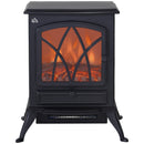 Black Electric Fireplace Stove with Fan and Log Flame Effect 2000W/1000W Heater