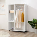 White Mobile Wardrobe with Hanging Rod and Shelves