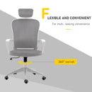 Grey Velvet Ergonomic Office Chair with Adjustable Headrest