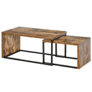 Black & Brown Metal Frame Nesting Side Tables Set for Living Room