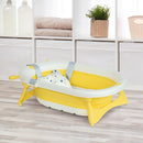 Yellow Foldable Baby Bathtub Set with Thermostatic Water Plug