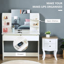 White Modern Dressing Table with Mirror and Storage