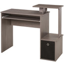 Grey Computer Desk with Sliding Keyboard Tray and Storage Drawer