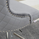 Grey Velvet Swivel Barstools Set of 2 with Button Tufted Back and Footrest