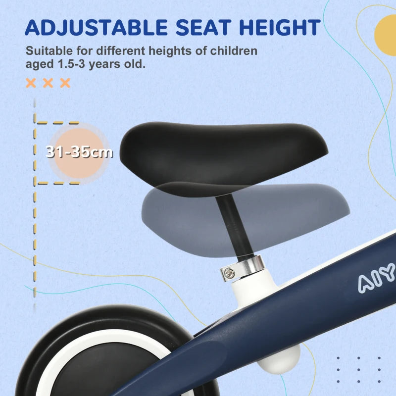 Blue Baby Balance Bike with Adjustable Seat - Ages 1.5-3