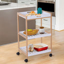 White 3-Tier Mobile Kitchen Trolley Cart with Rolling Wheels - 46 x 35 x 74.5 cm
