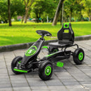 Green Kids Pedal Go Kart with Adjustable Seat and Inflatable Tyres