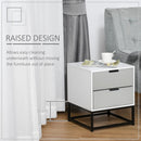 White 2-Drawer Bedside Table with Metal Base