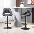 Black Adjustable Swivel Barstools Set of 2 with Footrest