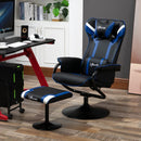Blue Gaming Chair Set with Footrest, Headrest, and Lumbar Support