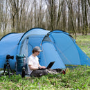 3-Person Blue Tunnel Camping Tent with Vestibule and Rainfly