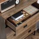 Brown 4-Drawer Metal Frame Storage Chest for Bedroom & Living Room