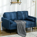 Blue Upholstered 2 Seater Loveseat Sofa with Back Cushions and Pillows