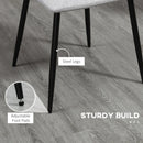 Grey Linen Dining Chairs Set of 2 with Steel Legs