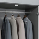 Grey 2-Door Wardrobe with Drawers and Hanging Rod for Bedroom