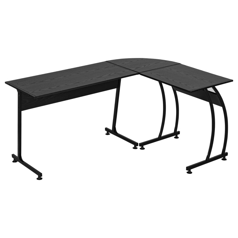 Black L-Shaped Computer Desk - Minimalist Home Office Workstation