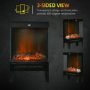 Black Electric Fireplace Stove with LED Flame Effect