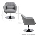 Swivel Accent Chair with Adjustable Height and Lumbar Support, Light Grey