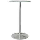 Clear Glass Round Bar Table with Steel Base