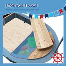 Blue Pirate Ship Wooden Sandbox for Kids
