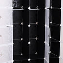 Modular 15-Cube Bedroom Wardrobe with Hanging Rail, White and Black