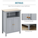 Grey Bathroom Floor Cabinet with Double Doors and Adjustable Shelf