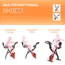 Red Foldable 2-in-1 Exercise Bike with 8-Level Magnetic Resistance
