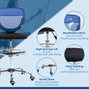 Dark Blue Mesh Drafting Chair with Lumbar Support