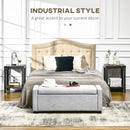 Dark Walnut Industrial Side Table Set of 2 with Storage Shelf