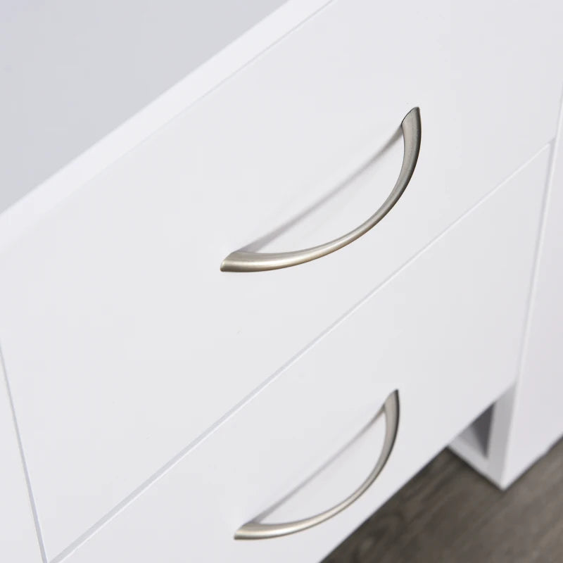 White 2-Drawer Bedside Nightstand with Elevated Base
