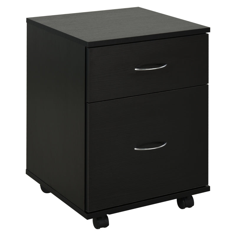 Black 2-Drawer Mobile Filing Cabinet for Home Office