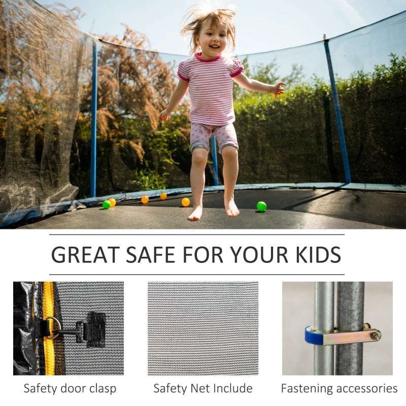 13ft Trampoline Safety Net Replacement - Black, Dual-Zip Enclosure Spare for 8-Pole Trampoline