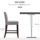 Grey Fabric Bar Stools Set of 2, Tufted Back, Wood Legs
