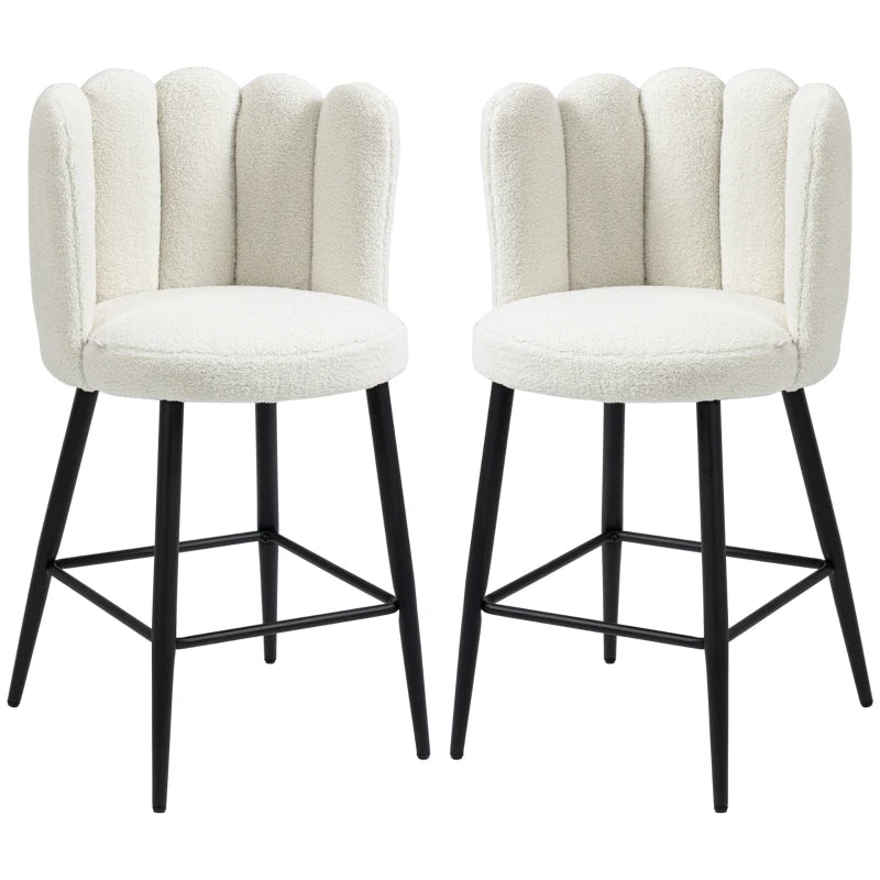 Modern Cream Faux Cashmere Bar Stools Set of 2