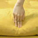 Yellow Upholstered Recliner Armchair Set with Footstool