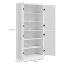 White 4-Door Tall Kitchen Cupboard with 6-Tier Storage