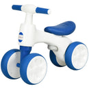 Blue Toddler Balance Bike, Anti-Slip Handlebars, 4 Wheels, No Pedal - Ages 18-36 Months