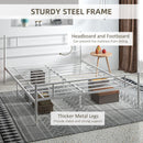 Metal King Bed Frame with Headboard, Footboard, and Storage - Black