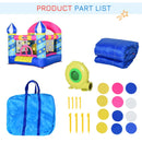 Kids Blue Inflatable Bouncy Castle Trampoline with Blower, Ages 3-8, Stars Design