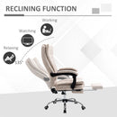 Beige Microfibre Home Office Chair with Reclining Function & Footrest