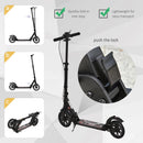 Black Aluminium Foldable Kick Scooter with Shock Absorption for Teens and Adults