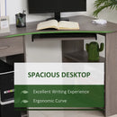 Grey L-Shaped Computer Desk with Shelves & Drawer