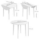 White Round Drop Leaf Dining Table for 4, Modern Space Saving Kitchen Table