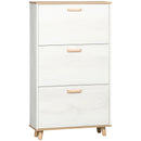 Cream White Slim Shoe Storage Cabinet with 3 Flip Drawers - 12 Pair Shoe Organizer