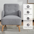 Light Grey Upholstered Armchair with Birch Wood Legs