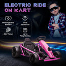 24V Pink Electric Kids Go Kart with 2 Speeds, Ages 8-12