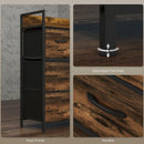 Rustic Brown Wood Effect 4-Drawer Fabric Chest