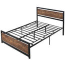 Double Size Metal Bed Frame with Storage, Strong Slat Support - Gray