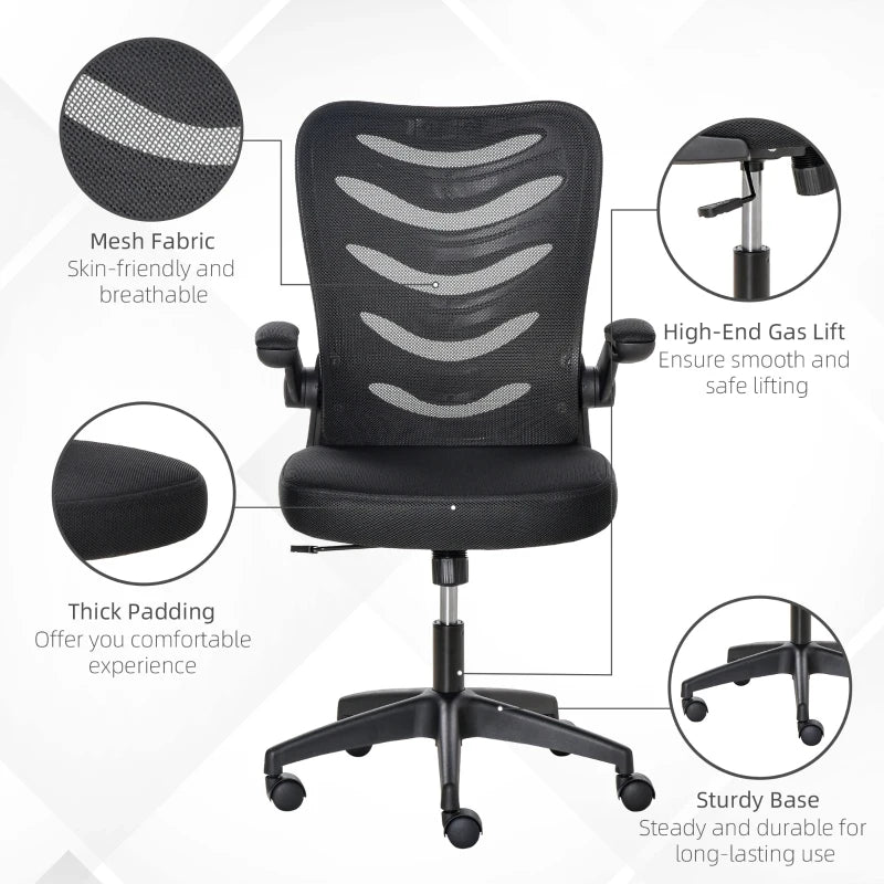 Black Mesh Office Chair with Lumbar Support & Adjustable Height